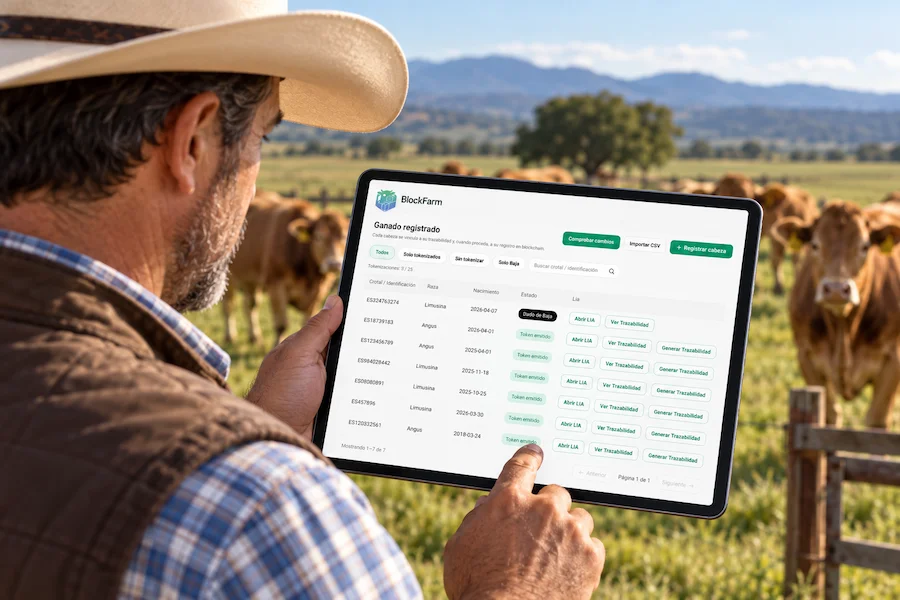 Consulta de datos y evidencias digitales de trazabilidad ganadera en BlockFarm
