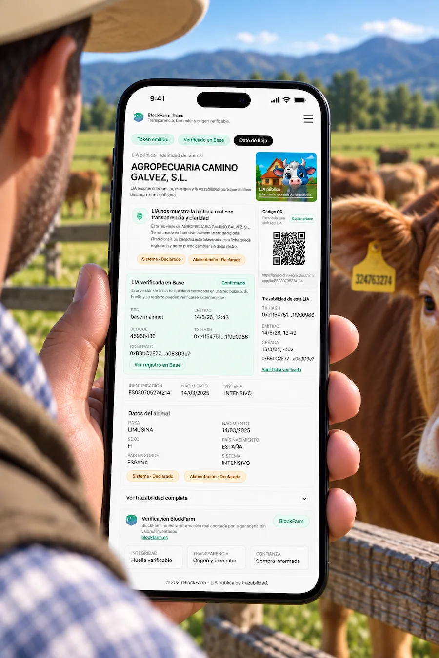 Evidencia digital de trazabilidad ganadera certificada mediante blockchain en BlockFarm